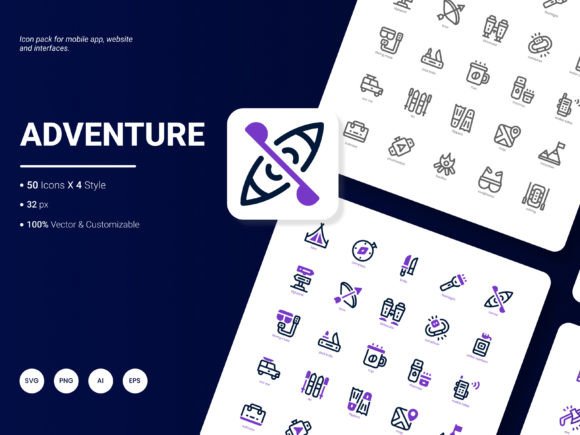 Adventure Icon Pack: A Graphic Design Asset for Creative Projects