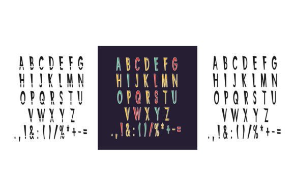 Amusing Black Style Alphabet Set for Graphics and Crafts