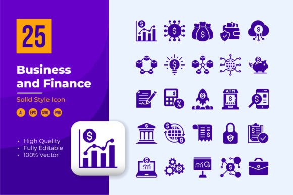 Business and Finance Icon in Glyph Style - Clean Graphics for Modern Web Use