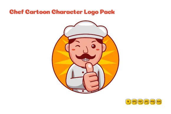 Chef Cartoon Character Logo 02 - Versatile Graphics for Handmade Creations