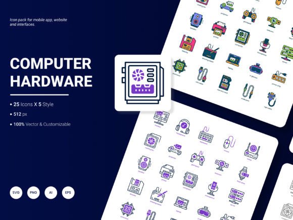 Computer and Hardware Icon Pack for Graphic Design Projects