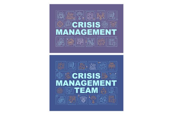 Crisis Management Word Banner Set for Graphic Templates