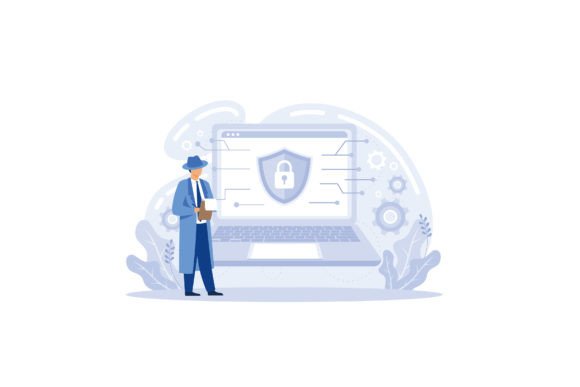 Cyber Security Concept with Characters Graphics