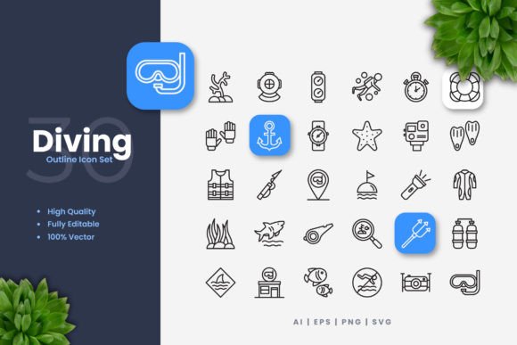 Diving Outline Icons Review