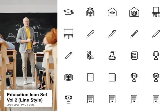 Education Icon Set Line Vol 2 - Modern Graphics for Branding