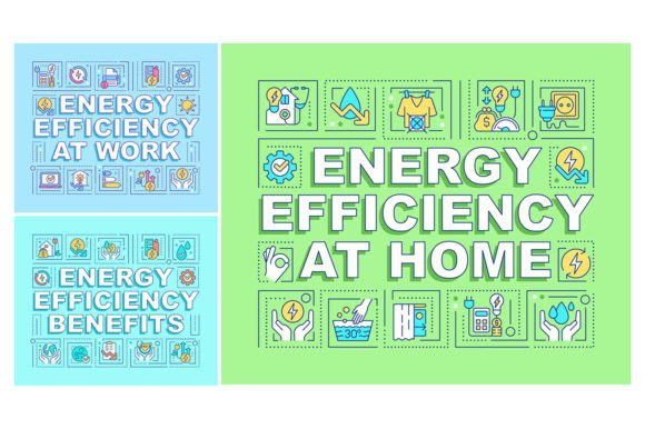 Energy Efficiency Word Concepts Banners - Graphic Templates for Handmade Creations