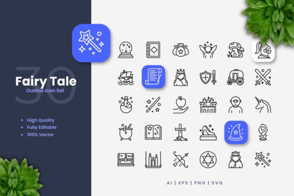 Fairy Tale Icons: A Simple and Clean Graphic Design Asset
