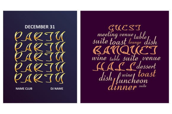 Gold Repeat Word Message Banner Graphics for Print Templates