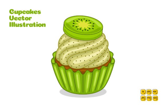 Kiwi Cupcake Vector Illustration for Modern Web Design