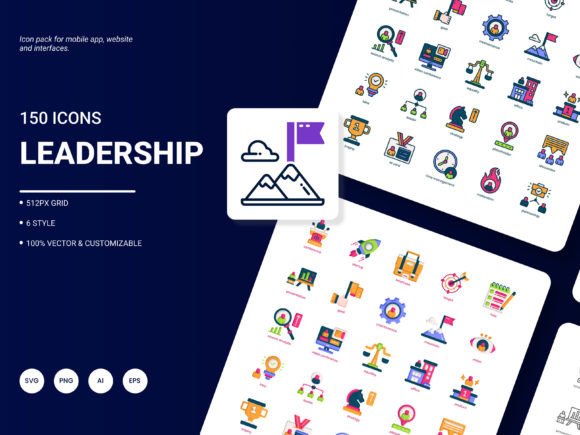 Leadership Icon Pack: A Graphic Design Asset for Modern Web Content