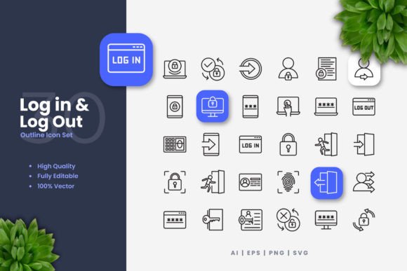 Log in and out Icons for Clean Web Design