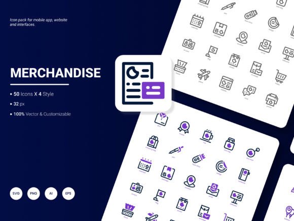 Merchandising Icon Pack: A Graphic Design Asset for Creative Projects