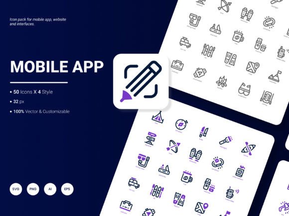 Mobile App Icon Pack for Graphics and Icons
