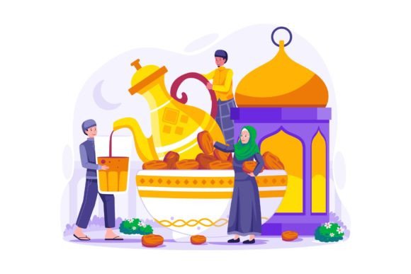 Ramadan Iftar Party Illustration for Branding and Packaging