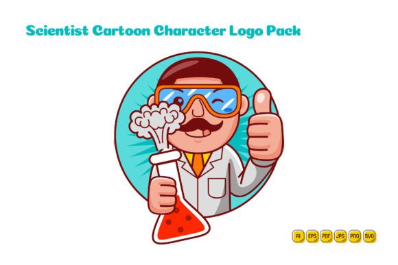 Scientist Cartoon Character Logo 04 - A Versatile Graphic Design Asset