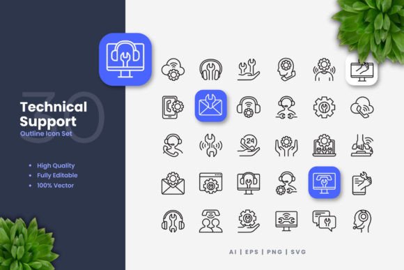 Technical Support Icons for Local Business Branding