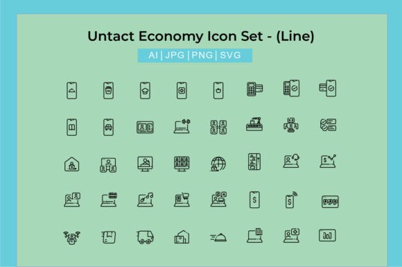 Untact Economy Icon Set - Line Graphics for Modern Branding