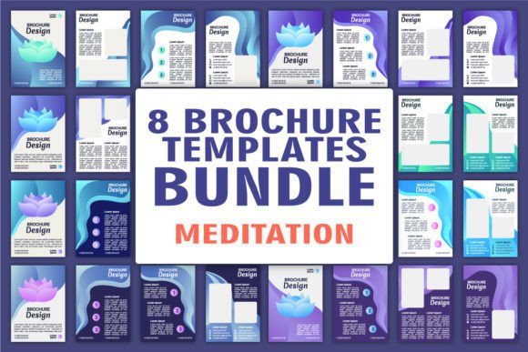 Yoga Studio Blank Brochure Template Set for Graphic Templates